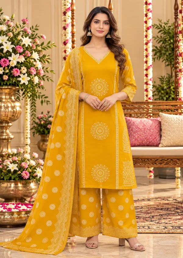 Yellow_Printed_Straight_Kurta_Palazzo_Dupatta_Set_For_Women