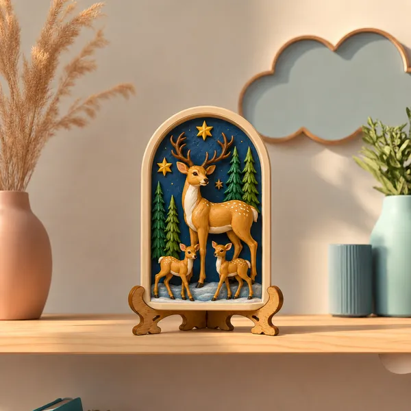 Diy_Pop_Toys_Kit_Deer_Family_Art_Dinosaur_Photo_Frame