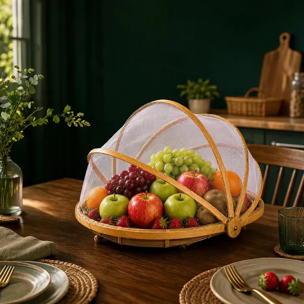 Bamboo_Foldable_Mesh_Fruit_Basket_With_Food_Cover