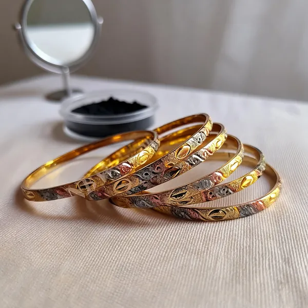 Gold_Plated_Three_Tone_Bangle_Set_Of_6_For_Women