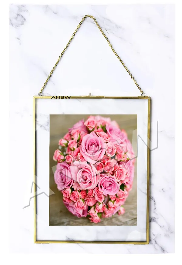 Anbw_Handicrafts_Metal_Glass_Hanging_Photo_Frame_Wall_Mounted_Photo_Frame_Flower_Plant_Display_Frame_For_Wall_With_2_Sides_Glass_Size_8x10_Inch_Golden