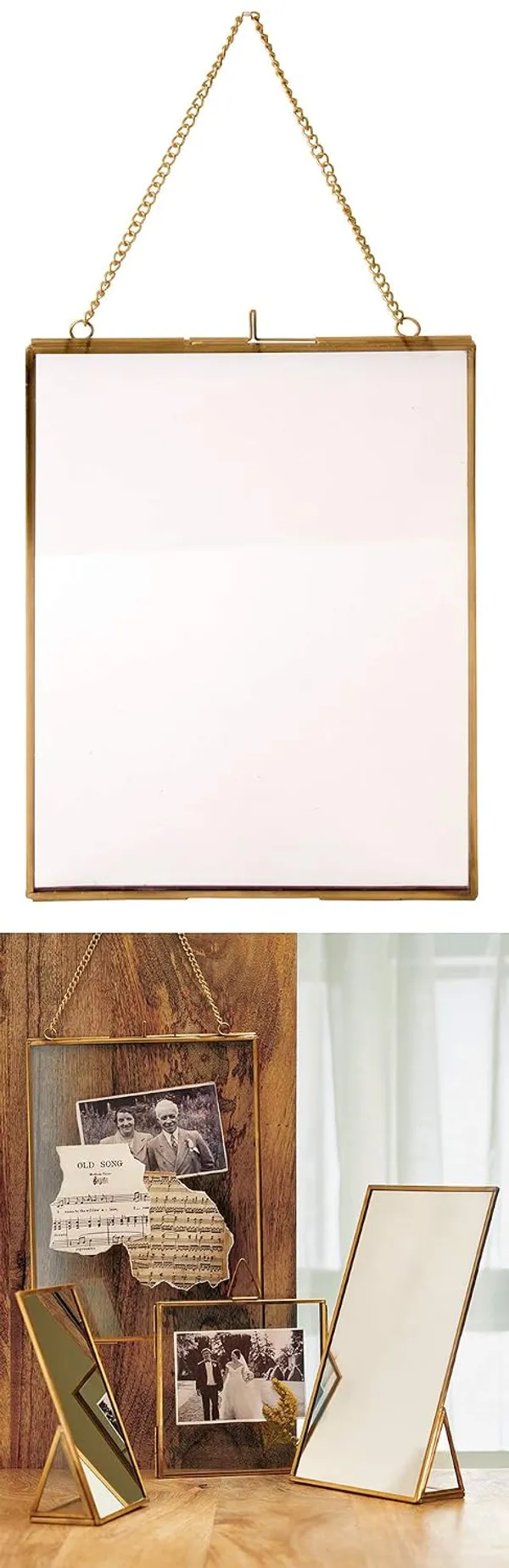 Anbw_Handicrafts_Metal_Glass_Hanging_Photo_Frame_Wall_Mounted_Photo_Frame_Flower_Plant_Display_Frame_For_Wall_With_2_Sides_Glass_Size_8x10_Inch_Golden