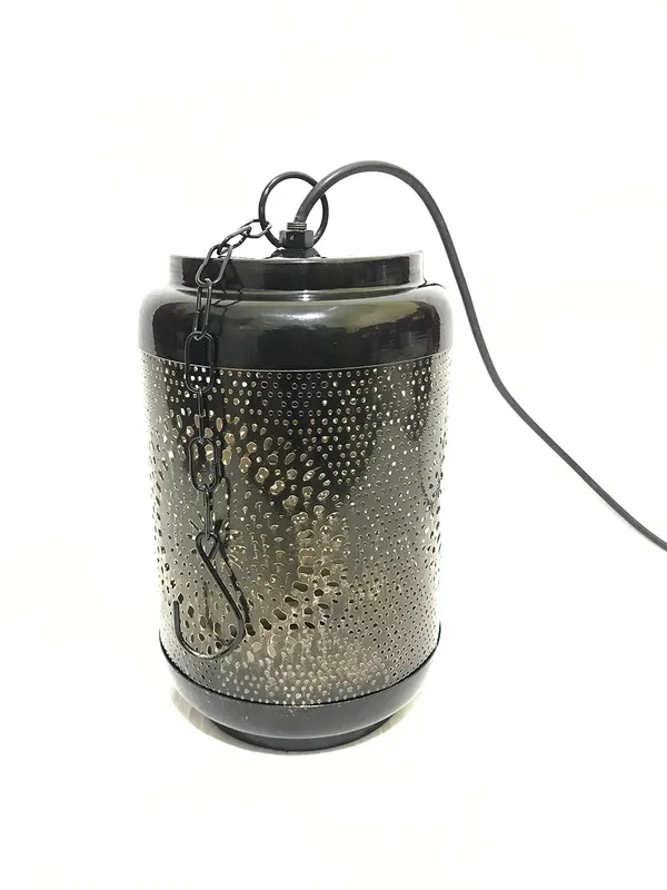 Anbw_Handicraft_Metal_Flower_Design_Lantern_With_Electric_Fitting_Color_Black