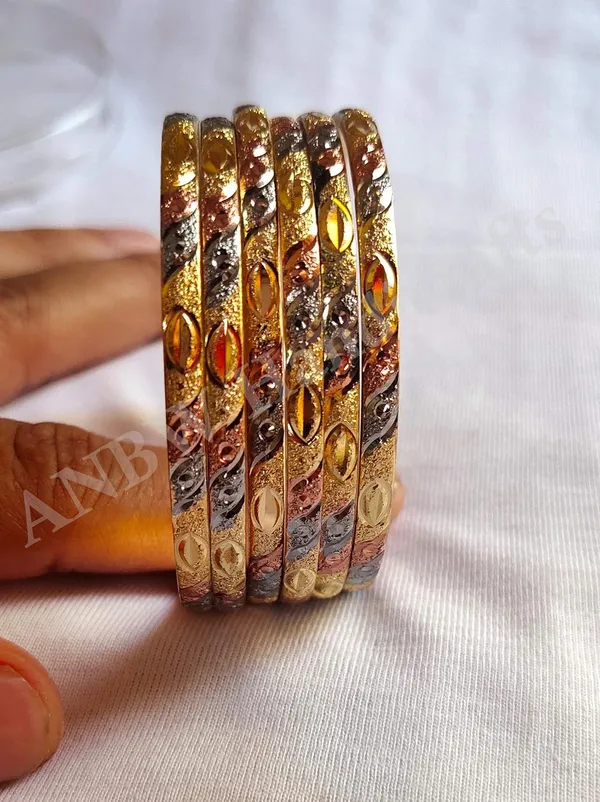 Anbw_Handicrafts_Gold_Plated_Original_Gold_Look_Bracelet_3_Tone_Color_Design_Bangle_Set_Of_6_Bangles_Jewellery_For_Girls_And_Women_Size_2_2_Inch