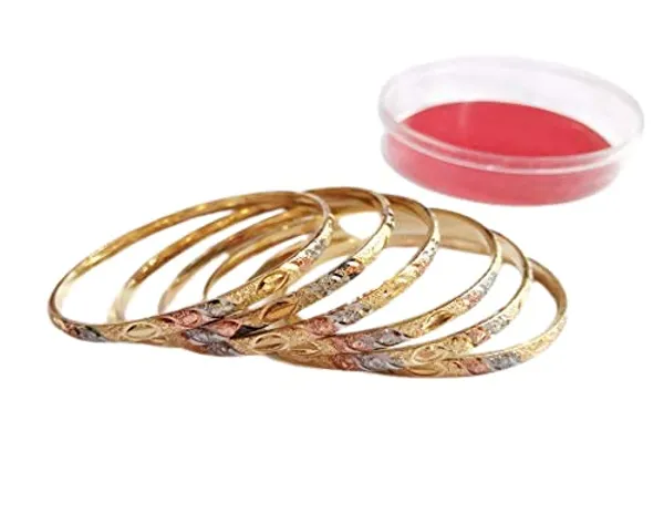 Anbw_Handicrafts_Gold_Plated_Original_Gold_Look_Bracelet_3_Tone_Color_Design_Bangle_Set_Of_6_Bangles_Jewellery_For_Girls_And_Women_Size_2_2_Inch