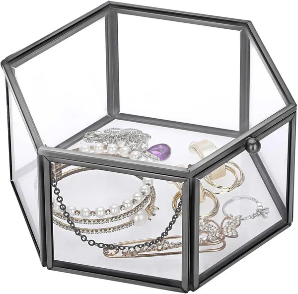 Black_Metal_Glass_Vintage_Hexagon_Jewelry_Organizer_Box
