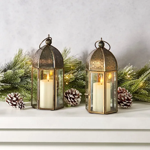 Anbw_Handicraft_Decorative_Moroccan_Lanterns_Set_Of_2_Pcs_Metal_And_Glass_Moroccan_Lantern_Aged_Brass_Candle_Holder_Lanterns_Golden