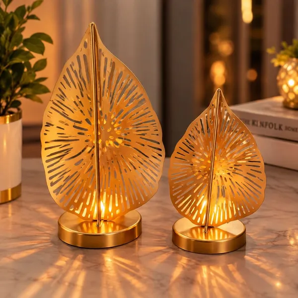 Anbw_Handicraft_Metal_Leaf_Shape_Set_Of_2_Pcs_Tealight_Candle_Holders_For_Christmas_Diwali_Home_Decor_Table_Centerpiece_Festivel_Gifting_Golden