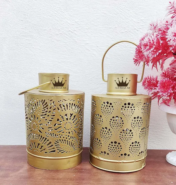 Anbw_Handicraft_Decorative_Metal_Table_Top_And_Hanging_Lantern_Tealight_Candle_Holder_For_Home_Decor_Items_Free_Tealights_10x10x15_Cm_Golden