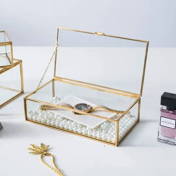 An_Handicrafts_Brass_And_Glass_Rectangular_Keepsake_Box_Home_Decor_Display_Vintage_Jewelry_Organizer_Decorative_Accent_8x4_5x2_Inch_Golden
