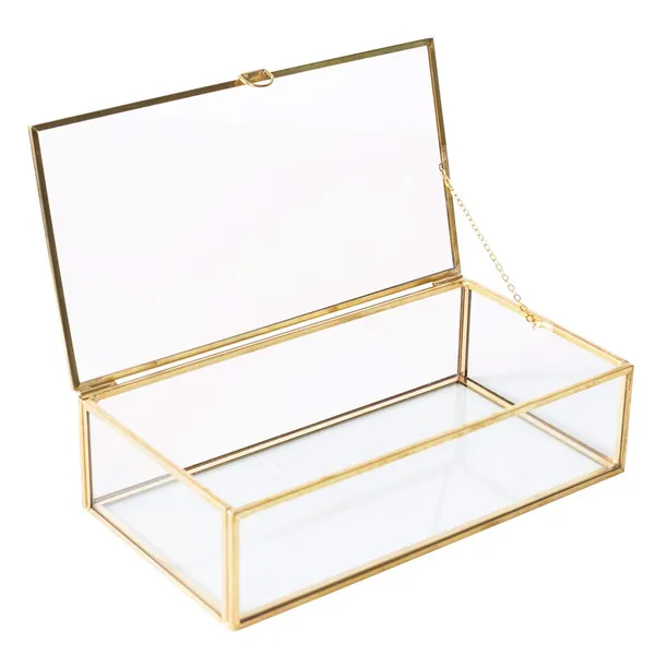 An_Handicrafts_Brass_And_Glass_Rectangular_Keepsake_Box_Home_Decor_Display_Vintage_Jewelry_Organizer_Decorative_Accent_8x4_5x2_Inch_Golden