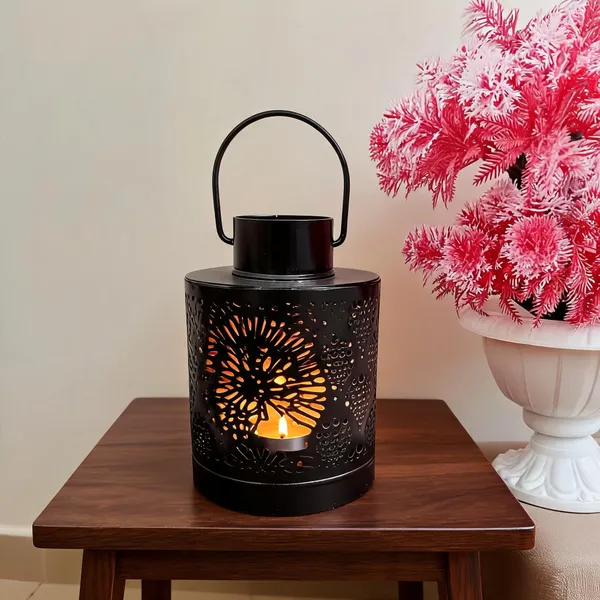 Metal_Antique_Tealight_Candle_Lantern_Black