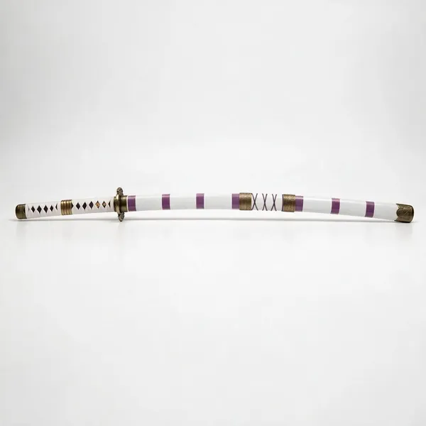 White_And_Purple_Katana_Style_Decorative_Sword_With_Stand