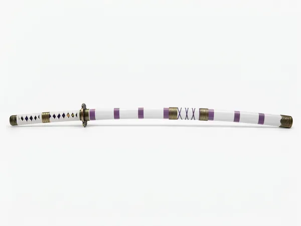 White_And_Purple_Katana_Style_Decorative_Sword_With_Stand