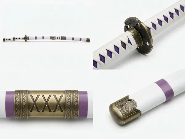 White_And_Purple_Katana_Style_Decorative_Sword_With_Stand