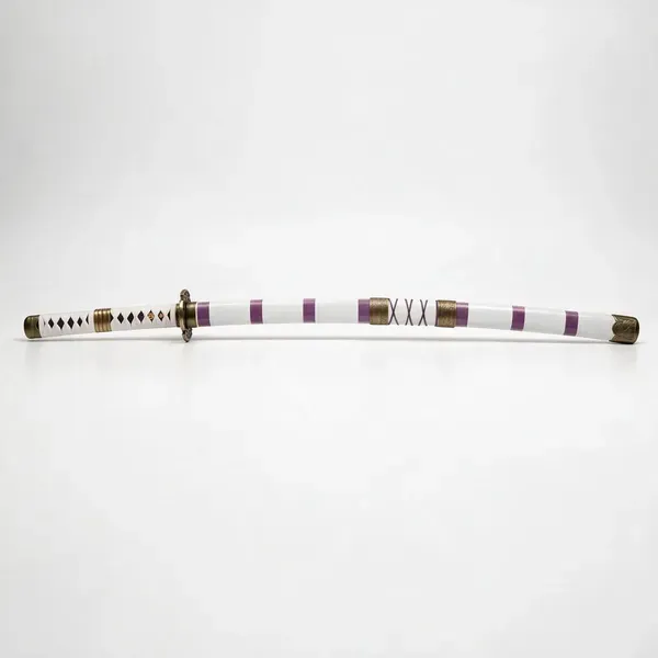 White_And_Purple_Katana_Style_Decorative_Sword_With_Stand