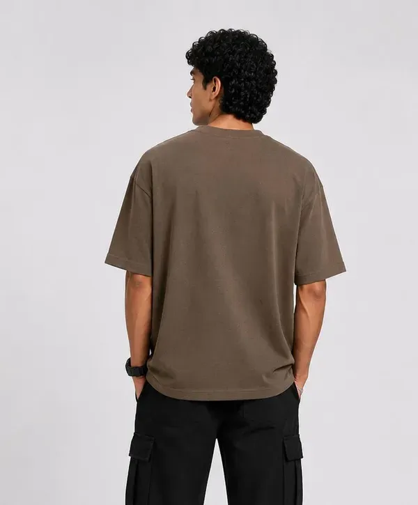 Brown_Cotton_Solid_Oversized_Round_Neck_T-Shirt_For_Men
