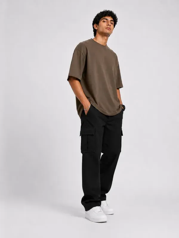 Brown_Cotton_Solid_Oversized_Round_Neck_T-Shirt_For_Men