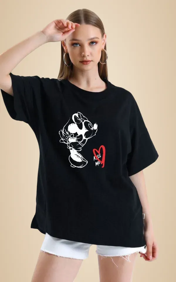 Black_Polycotton_Printed_Round_Neck_T-Shirt_For_Women
