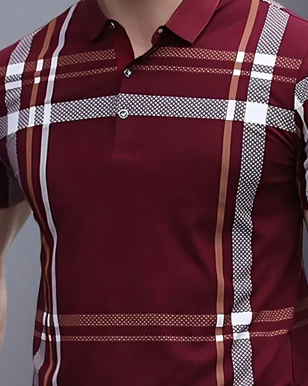 Red_Polycotton_Regular_Fit_Checkered_Polo_T-Shirt_For_Men