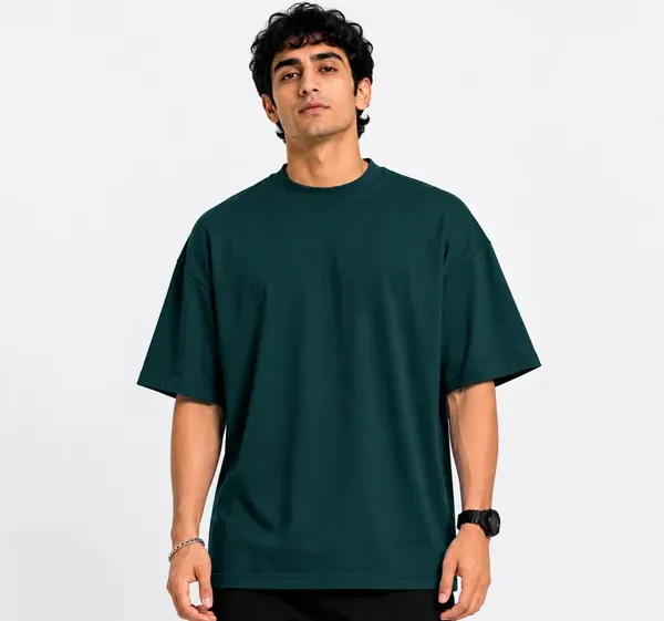 Green_Cotton_Solid_Oversized_Round_Neck_T-Shirt_For_Men