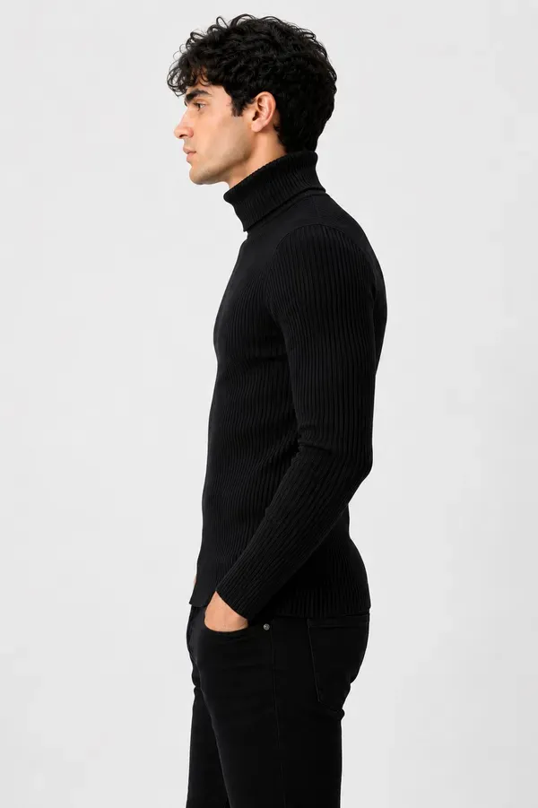 Black_Wool_Blend_Ribbed_Slim_Fit_Turtleneck_Sweater_For_Men