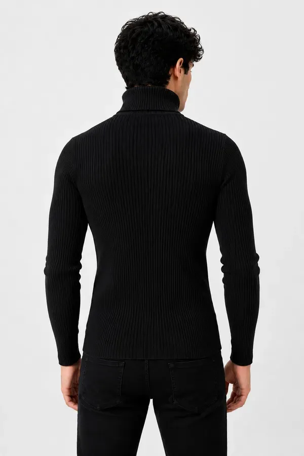 Black_Wool_Blend_Ribbed_Slim_Fit_Turtleneck_Sweater_For_Men