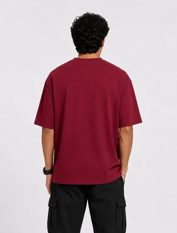 Maroon_Cotton_Solid_Oversized_Round_Neck_T-Shirt_For_Men