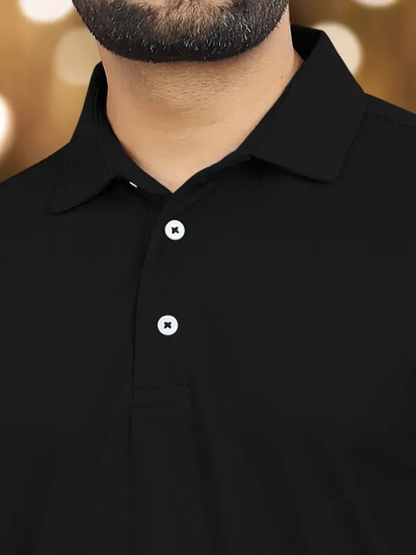 Black_Polycotton_Solid_Regular_Fit_Polo_T-Shirt_For_Men