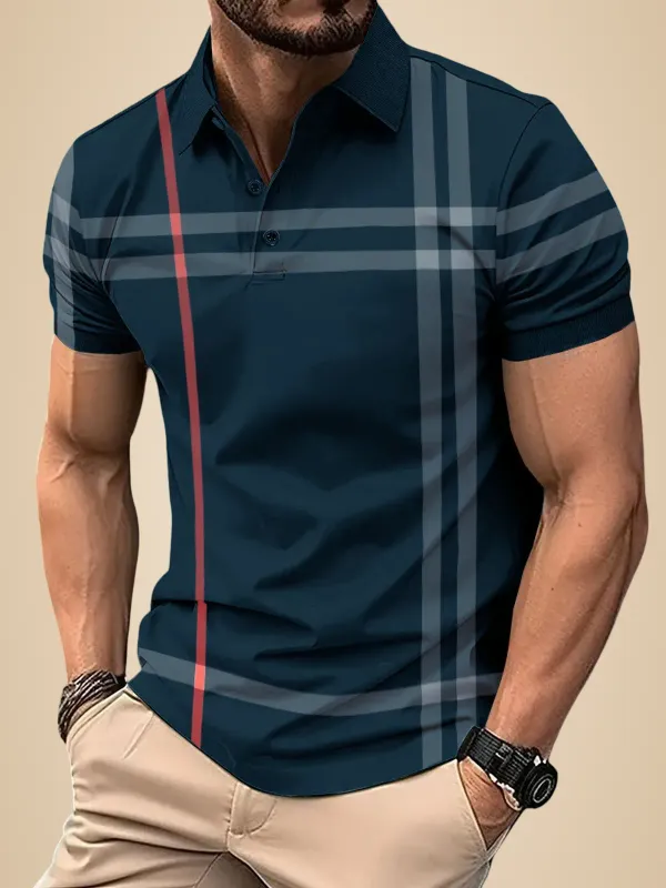 Navy_Blue_Polycotton_Striped_Polo_Neck_T-Shirt_For_Men