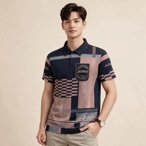 Multicolor_Polycotton_Slim_Fit_Printed_Polo_T-Shirt_For_Men