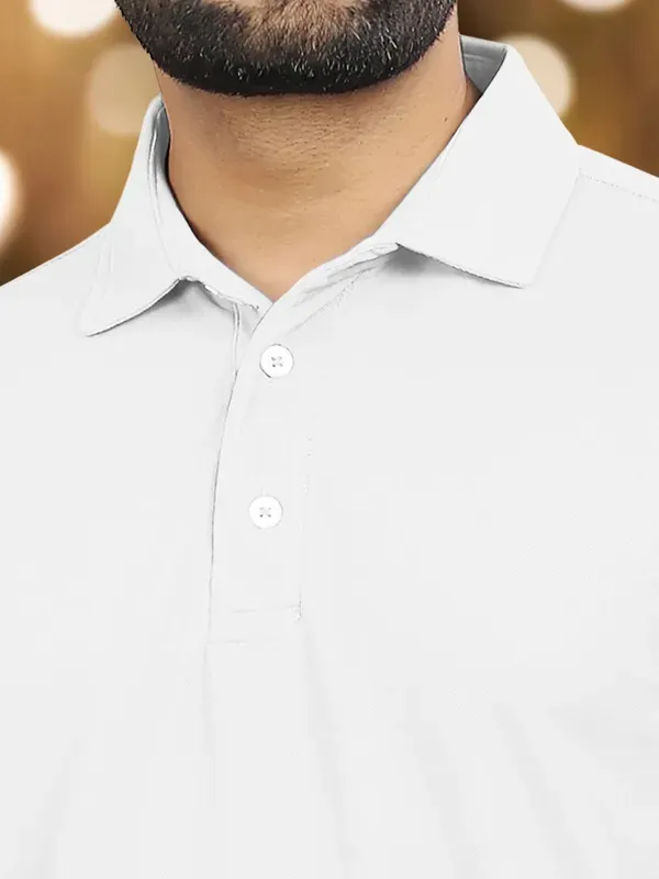 White_Polycotton_Solid_Slim_Fit_Polo_T-Shirt_For_Men
