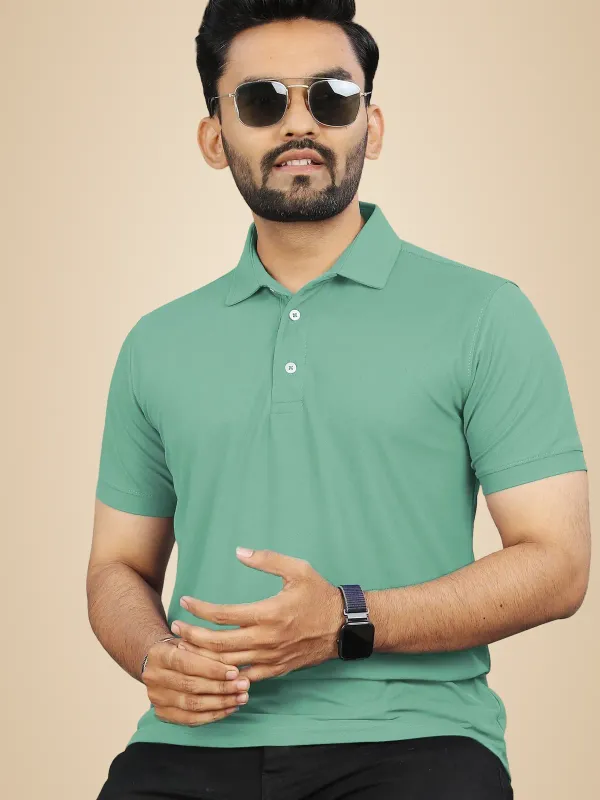 Green_Polycotton_Solid_Regular_Fit_Polo_T-Shirt_For_Men