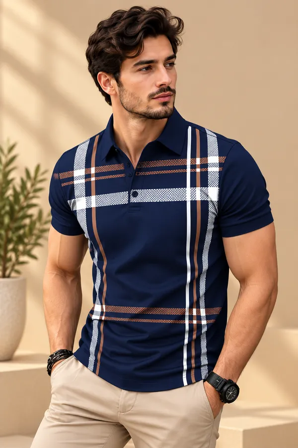Blue_Cotton_Checkered_Polo_T-Shirt_For_Men