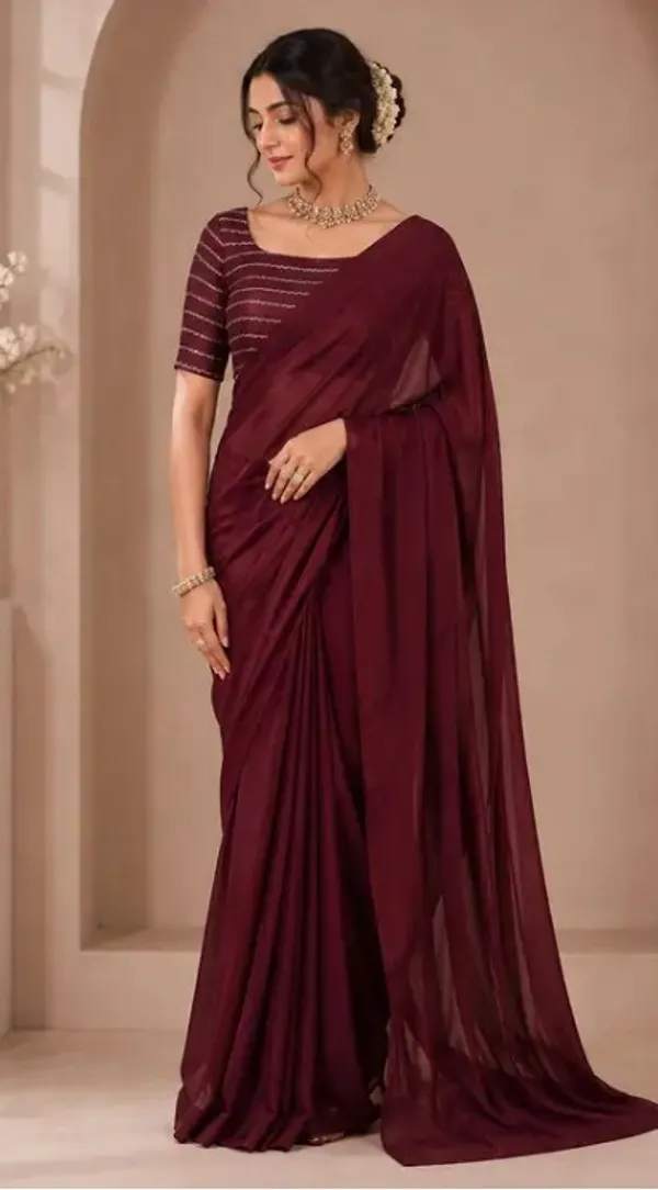 Maroon_Georgette_Embellished_Saree_For_Women