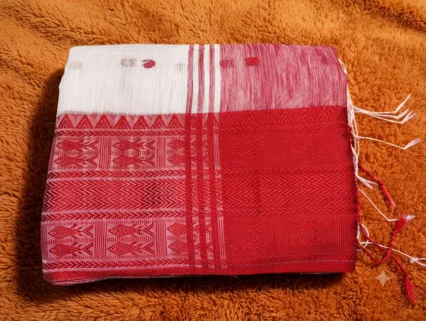White_Cotton_Geometric_Border_Printed_Saree_For_Women