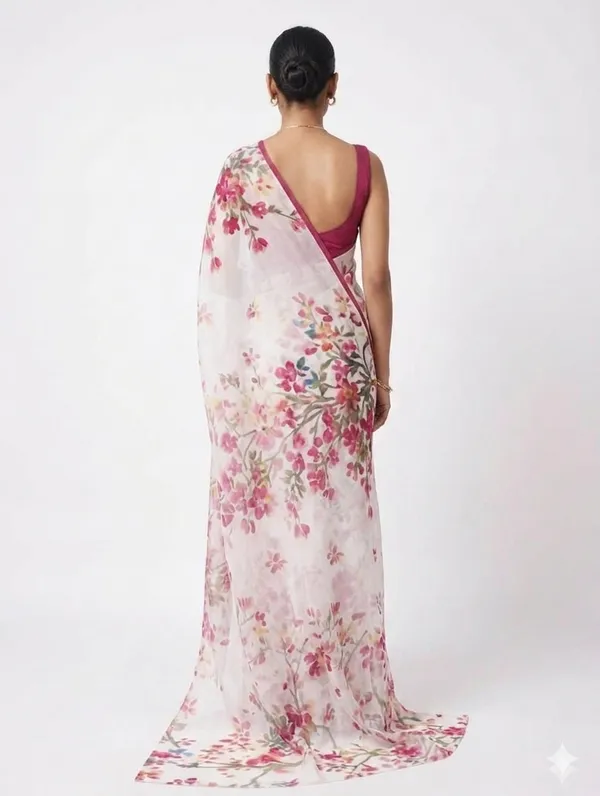 White_Floral_Printed_Saree_For_Women