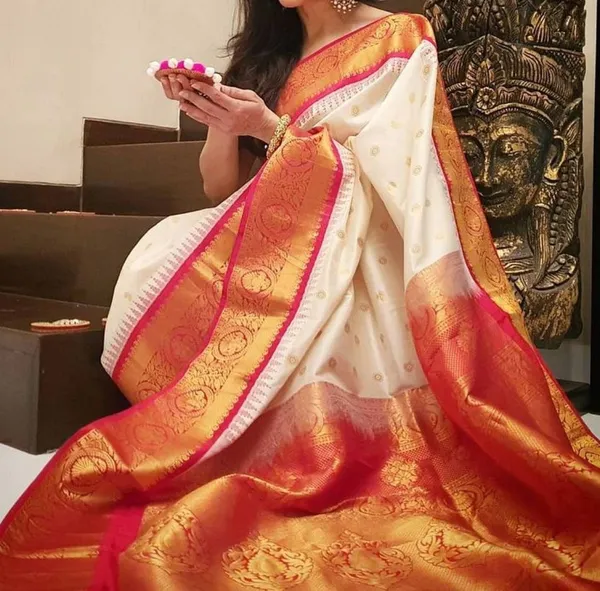 White_Silk_Traditional_Saree_For_Women