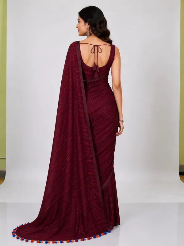 Maroon_Striped_Ethnic_Saree_For_Women