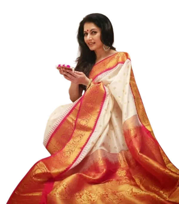 White_Silk_Traditional_Saree_For_Women