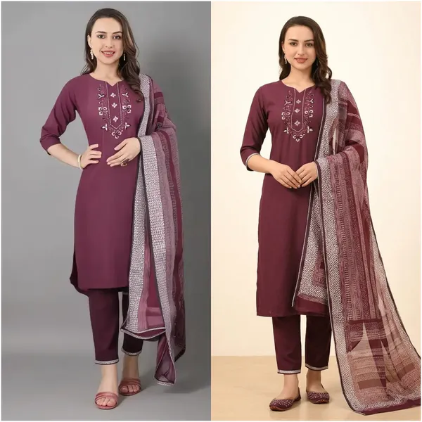 Maroon_Cotton_Kurta_Set_Duo_For_Women