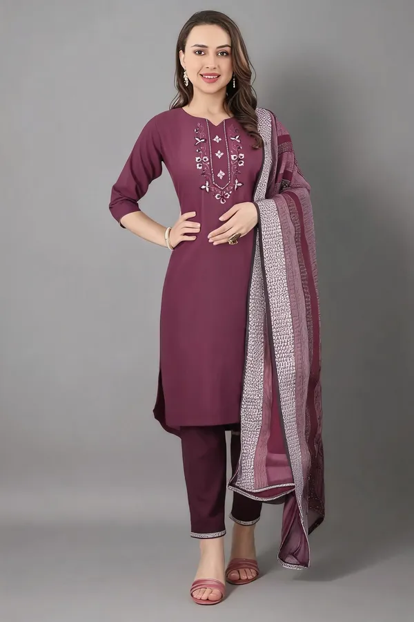 Maroon_Cotton_Kurta_Set_Duo_For_Women