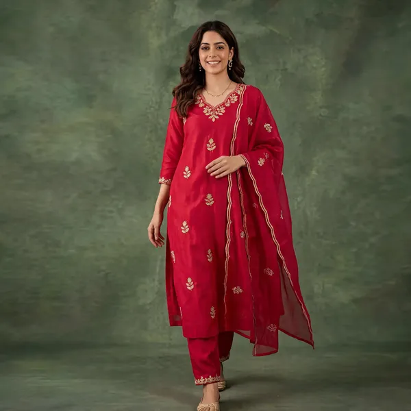 Red_Cotton_Straight_Embroidered_Kurta_Set_For_Women