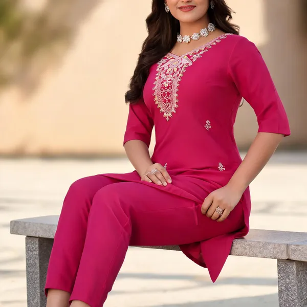 Pink_Cotton_Embroidered_Kurta_Pant_Set_For_Women