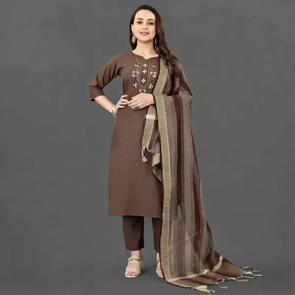 Brown_Cotton_Straight_Embroidered_Kurta_Set_For_Women