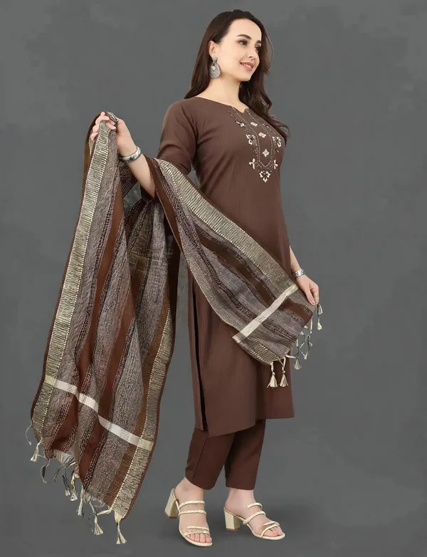 Brown_Cotton_Straight_Embroidered_Kurta_Set_For_Women