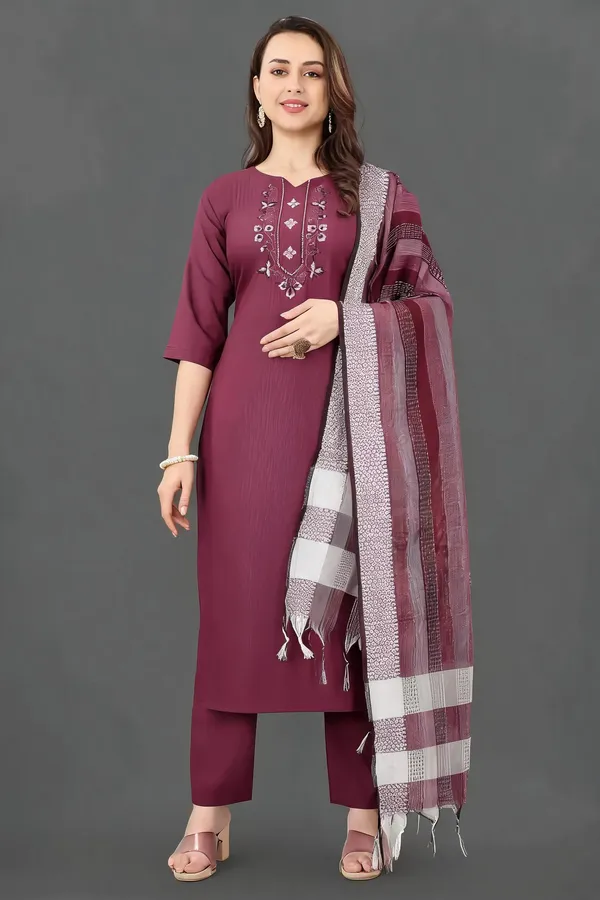 Maroon_Cotton_Straight_Embroidered_Kurta_Set_For_Women