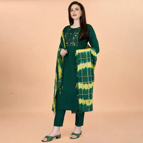 Green_Cotton_Straight_Embroidered_Kurta_Set_For_Women