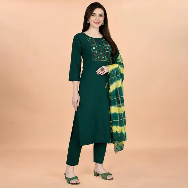 Green_Cotton_Straight_Embroidered_Kurta_Set_For_Women