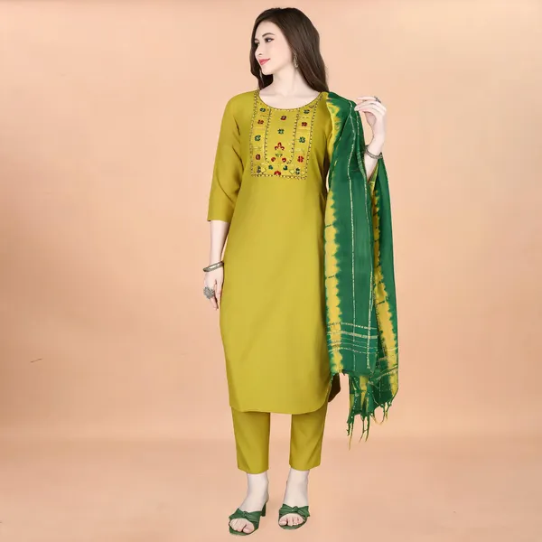 Yellow_Cotton_Straight_Kurta_Set_With_Dupatta_For_Women